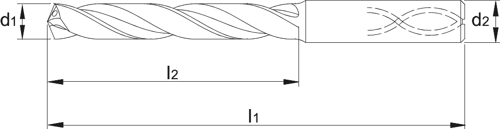 Image 2 of UNI VHM Spiraalboor DIN 6537-L 5xD met koelkanaal, TiAlN